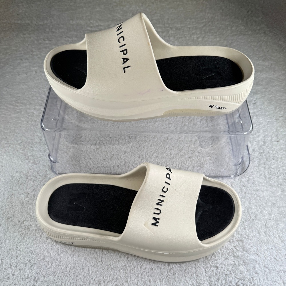Municipal M.Float Slide Sandals Women Size 8 Cream Flip Flop Platform Slip On